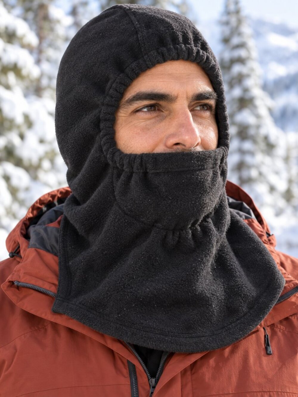 Due North Black Fleece Neck Gaiter Hood Balaclava Thermal Face Cover Elastic